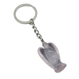 Handmade Craved 1.0Inch Gemstone Angel Pendant Charms Keychain #KC1531
