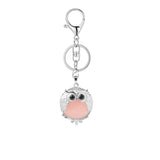 Silver Owl Gemstone Pendant  Bird Animal Keychain KC1758S Lobster Clasp Keyc Chain