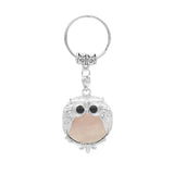 Silver Owl Gemstone Pendant  Bird Animal Keychain KC1758S