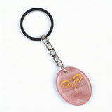 Oval Gemstone Disc Keychain– Carved with Custom Words & Symbol -"The Buddha's Contemplative Eye"