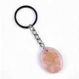 Oval Gemstone Disc Keychain– Carved with Custom Words & Symbol -The Shaman's Eye