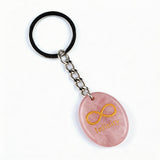 Oval Gemstone Disc Keychain– Carved with Custom Words & Symbol -Infinity Symbol