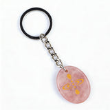 Oval Gemstone Disc Keychain– Carved with Custom Words & Symbol -Mindfulness Meditation