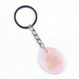 Oval Gemstone Disc Keychain– Carved with Custom Words & Symbol -Good Things Happen Everyday