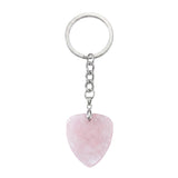 Natural Gemstone Guitar Pick Keychain with Simple Key Chain 27x32MM Crystal Pendant KC2030