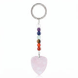 Gemstone Guitar Pick Keychain 7 Charka Chain KC2030