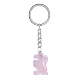 Gemstone Horse Pendant Keychain Hand Carved 25MM Animal Keyring  Accessories for Bag #KC2302S-A1