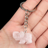 1 Inch Elephant Gemstone Pendant Keychain - Wildlife Animal Charm Key Ring for Keys, Bag, Backpack |Unique Gift for Animal Lover #KC2307S-A1