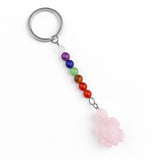 1.0Inch Tortoise Gemstone Pendant Keychain 7 Chakra Beads Chain #KC2311S-A4