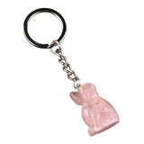 1.0 Inch Hand Carved Gemstone Dog Pendant Keychain #KC2316S-A1