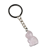 1.0Inch Handmade Craved Gemstone Cat Animal Pendant Keychain #KC2319-A1