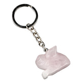 1.0Inch Handmade Craved  Gemstone Rabbit Animal Pendant Keychain #KC2320S-A1
