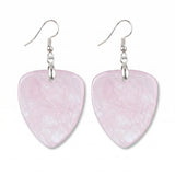 Hand-Polished Gemstone Guitar Pick Pendant Dangle Earrings Unique Crystal Jewelry PE2030
