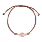10mm Disc Stone Adjustable Bracelet for Women Men Handmade Woven Bohemian Style Crystal Bangle #SB3127