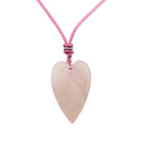 Long Heart Gemstone Pendant Necklace for Women Men Adjustable Colorful Rope