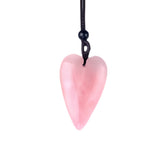 Long Heart Gemstone Pendant Necklace for Women Men Adjustable Black Rope