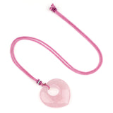 40mm Heart Gemstone Pendant Necklace Adjustable Colorful Rope
