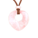40mm Heart Gemstone Pendant Necklace Adjustable Rope