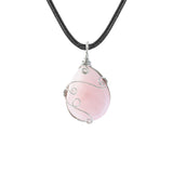 Handmade Wire Wrapped Teardrop Gemstone Pendant Necklace  #SN1752S 45CM Cord Chain