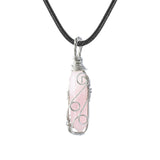 Handmade Wire Wrapped Hexagonal Point Gemstone Pendant Necklace #SN1753-45CM Cord