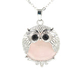 Silver Owl Gemstone Necklace SN1758S Bird Animal Pendant with 45CM 0 Chain
