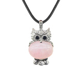 Vintage Silver Owl Gemstone Pendant Necklace #SN1760