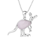 Silver Kangaroo Gemstone Pendant Necklace for Women Men #SN1765 Animal Charms Beads Chain Jewelry