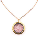 Round Gold Gawu Box Pendant with Chip Stone Stainless Steel Floating Locket Crystal Specimen Keepe Custom for Keepsakes & Healing Stones