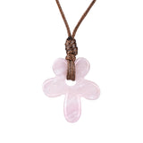 Natural Gemstone Flower Pendant Necklace - 35mm adjustable