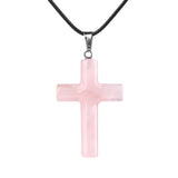 Rose Quartz Cross Pendant 27X40mm Gemstone Jewelry Necklace Earrings