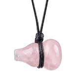 18X30MM Hand-Carved Natural Stone Gourd Pendant Necklace – Adjustable Healing Crystal Calabash Amulet