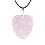 Hand-Polished Gemstone Guitar Pick Necklace with 18Inch Black Rope SN2030