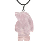 Gemstone Penguin Necklace - 45cm Black Cord Jewelry