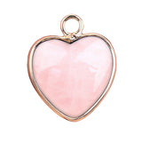15mm Heart Gemstone Pendant Charms for Diy Making Jewelry Wrapped Gold / Silver