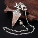 Triple Moon Pentacle Orgone Pendulum Pendant Resin Crystal Dowsing Charm Chain for Wicca & Spiritual Jewelry