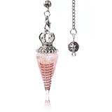 Silver Crown Resin Crystal Orgone Pendulum Pendant Dowsing Charm Chain