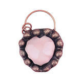 Retro Copper Natural Stone Heart Pendant for Making Jewelry