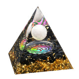 Orgonite Gemstone Pyramid Home & Office Decor Healing Crsytal Sphere Energy Generator for EMF Protection, Meditation & Wealth