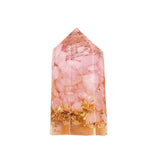 Hexagonal Crystal Obelisk - Natural Crushed Stone & Resin Pillar - Exquisite Desktop Ornament for Positive Energy & Home Harmony