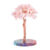 Handmade Woven Chip Gemstone Life of Tree  Ornament with Resin Base for  Feng Shui  Wealth & Good Luck Home & Office Decor #SP1891