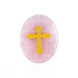 35x45MM Worry Healing Palm Stones for Meditation & Prayer with Gold Cross Design SP1904G-W17
