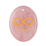 35x45mm Oval Natural Gemstone Pendant, Engraved "Infinity Symbol (∞) ", Polished Crystal Disc Charm for Spiritual Jewelry, Necklace Making