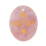 35x45mm Oval Natural Gemstone Pendant, Engraved "Mindfulness Meditation ", Polished Crystal Disc Charm for Spiritual Jewelry, Necklace Making