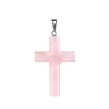 Natural Gemstone Cross Pendant for Jewelry Making DIY Necklace 27X40mm