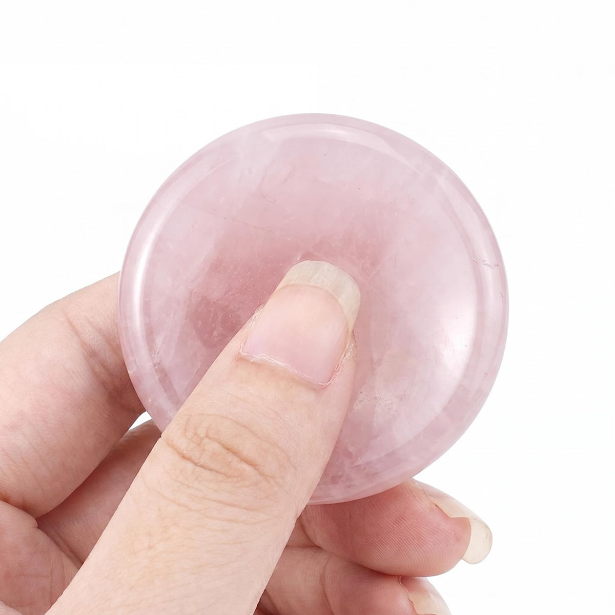 40mm Rose Quartz Meditation Disc Worry Stone for Stress & Anxiety Relief