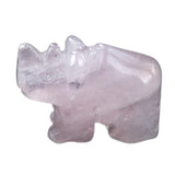 1.0Inch Handmade Carved Gemstone Rhinoceros Ornament For Home Office Desk Decor Mini Stone Animal Figurine Statue Reiki Healing Crystal #SP2306