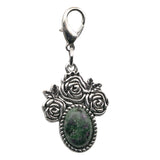 Silver Rose Flower Oval Gemstone Pendant Charms Tag #SP1503S-10X14mm Stone Cab