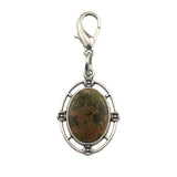 Silver Oval Gemstone Pendant Charms Tag #SP1502S-BT Stone Keychain for Bag