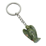 Handmade Craved 1.0Inch Gemstone Angel Pendant Charms Keychain #KC1531