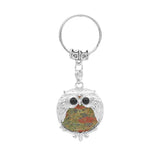 Silver Owl Gemstone Pendant  Bird Animal Keychain KC1758S